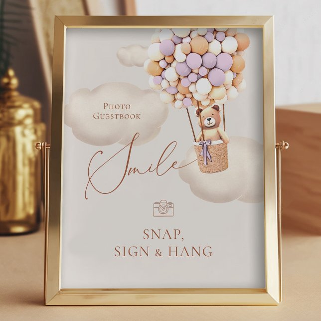 Bear Balloons Photo Guestbook Snap Hang Sign (Creator Uploaded)