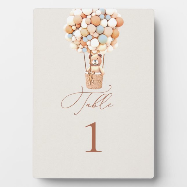 Bear Balloons Table Number Plaque (Front)