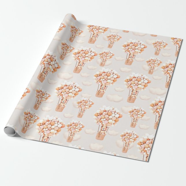Bear Balloons Wrapping Paper (Unrolled)