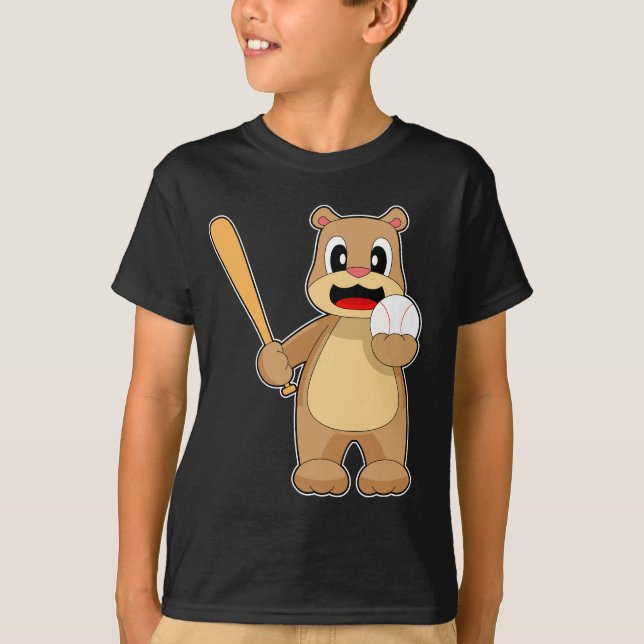 Bear Baseball Baseball bat T-Shirt (Front)