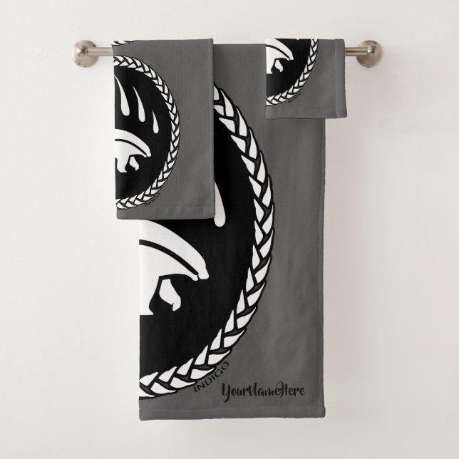 Bear Bath Towel Set Custom Tribal Bear Towels (Insitu)