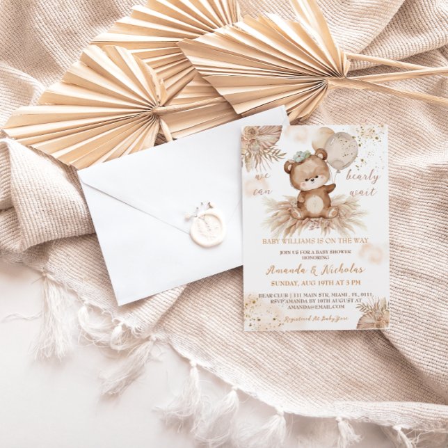 Bear Bearly Wait Baby Shower Invitation (Creator Uploaded)
