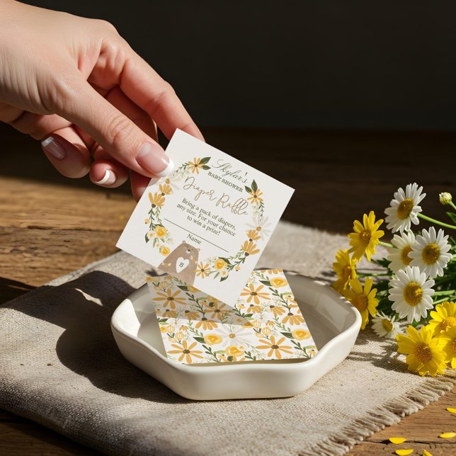 Bear & Bee Baby Shower Diapers Raffle Enclosure Card (Bear & Bee Baby Shower Diapers Raffle Enclosure)