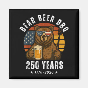 Bear Beer BBQ Independence Day USA Flag Patriotic Magnet