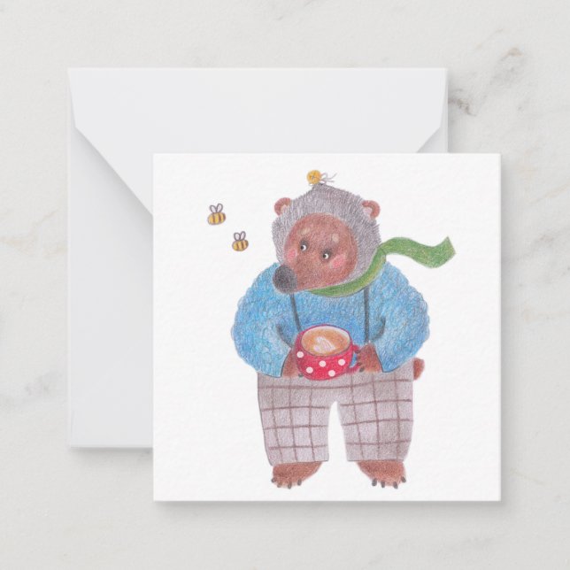 Bear, bees and cappuccino card (Front)