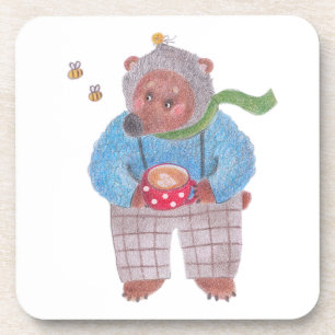 Bear, bees and cappuccino coaster