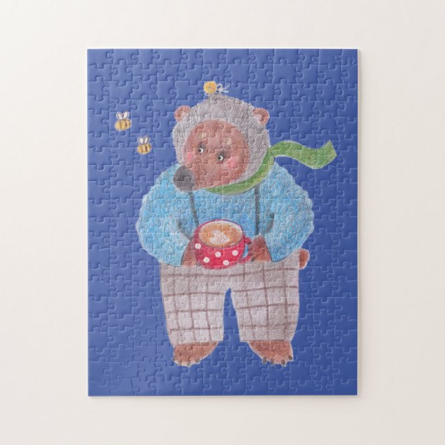Bear, bees and cappuccino jigsaw puzzle (Vertical)