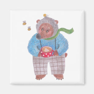Bear, bees and cappuccino magnet