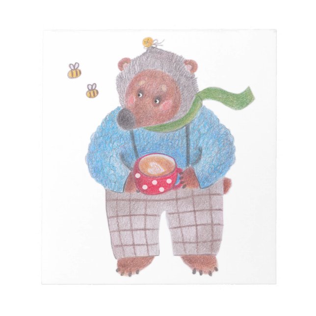Bear, bees and cappuccino notepad (Front)