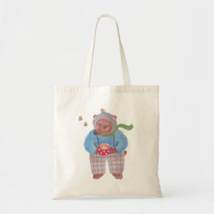 Bear, bees and cappuccino tote bag
