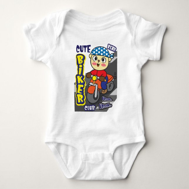Bear biker baby bodysuit (Front)