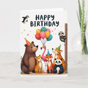 Bear Bird Balloon Birthday Card