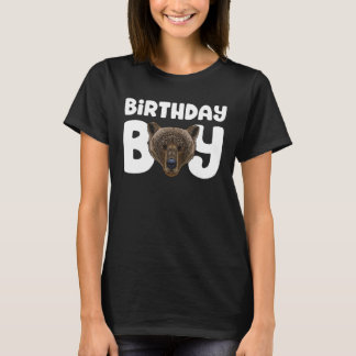 Bear Birthday Boy Party Animal Kids Grizzly Bear B T-Shirt