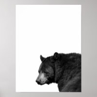 Bear Black White Cabin Nursery Photo Poster
