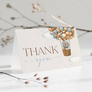 Bear, Blue Balloons, Hot Air Balloon, Baby Shower Thank You Card