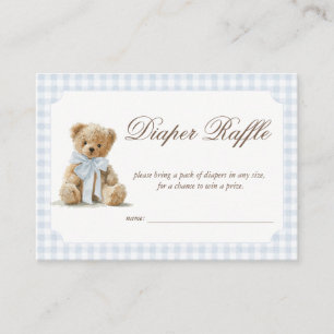 Bear Blue Boy Baby Shower Diaper Raffle Enclosure Card