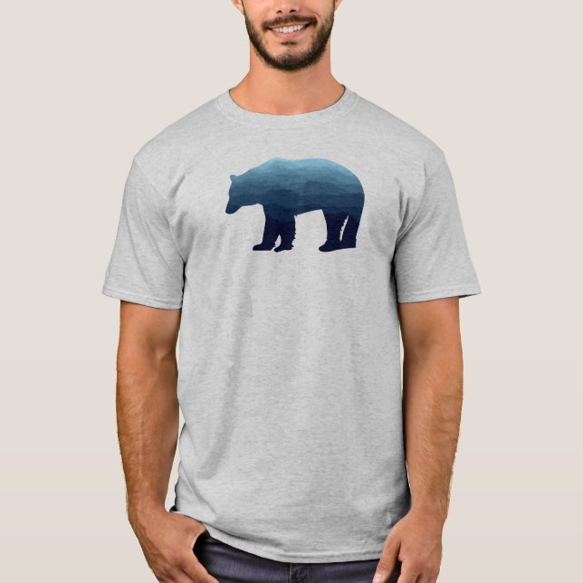 Bear Blue Forest Mountains T-Shirt (Front)