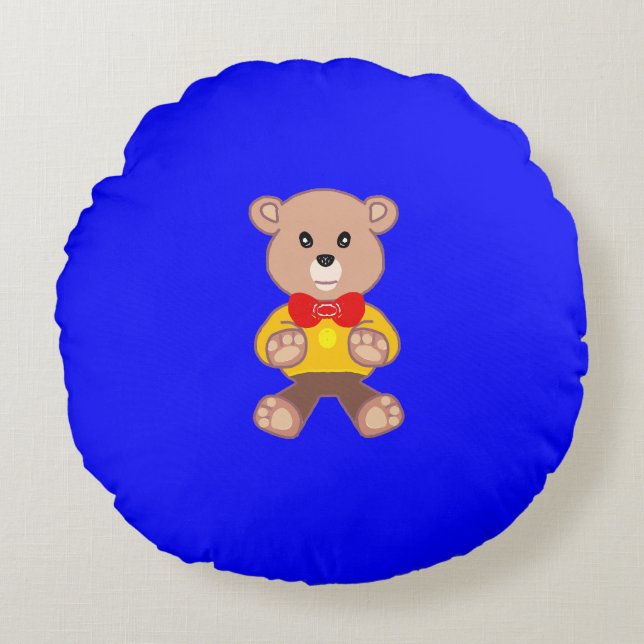 Bear Blue  Round Cushion (Front)