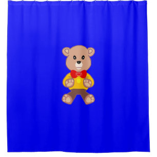 Bear Blue Shower Curtain