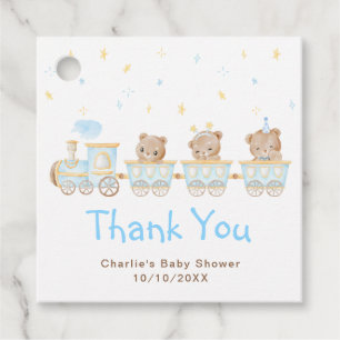 Bear Blue Train Baby Shower Thank You Favour Tags