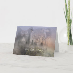 Bear Bobcat and Hawk Solstice Blessings Card