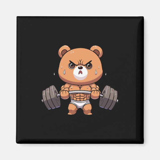 Bear Bodybuilder Bodybuilding Muscle Gym Weightlif Magnet (Front)