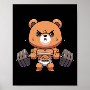 Bear Bodybuilder Bodybuilding Muscle Gym Weightlif Poster
