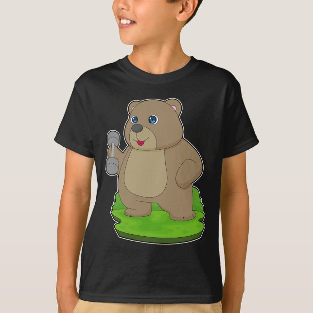 Bear Bodybuilder Dumbbell Bodybuilding T-Shirt (Front)