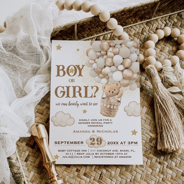 Bear Boho Gender Reveal Neutral Invitation (Creator Uploaded)