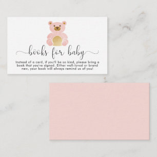 Bear Books For Baby Girl Shower Enclosure Card