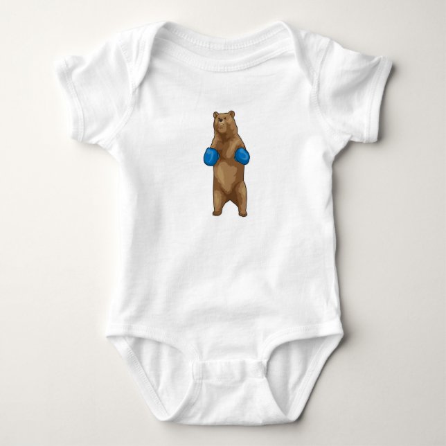 Bear Boxer Boxing gloves Baby Bodysuit (Front)