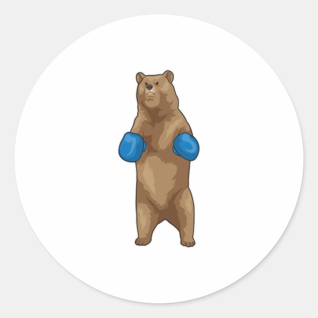Bear Boxer Boxing gloves Classic Round Sticker (Front)