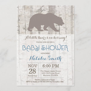 Bear Boy Baby Shower Invitation Rustic Woodland