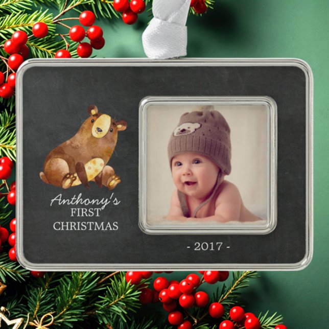 Bear Boys Baby's 1st Christmas Photo Ornament (Creator Uploaded)