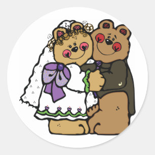 Bear Bride and Bear Groom Classic Round Sticker