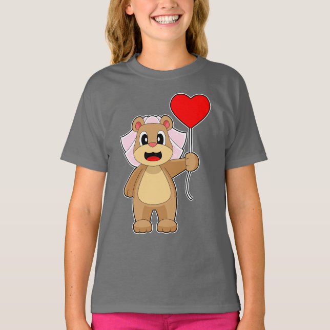 Bear Bride Balloon Wedding T-Shirt (Front)