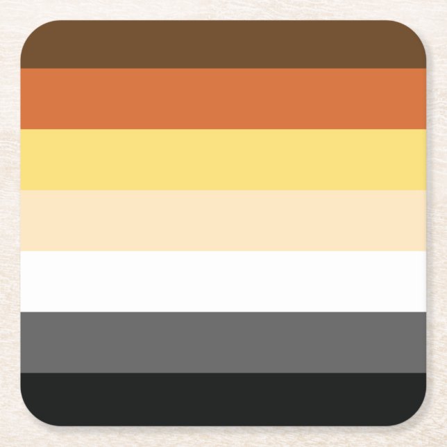 Bear Brotherhood | Pride Flag Design | Stripes | Square Paper Coaster (Front)