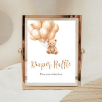 Bear Brown Balloon Baby Shower Diaper Raffle