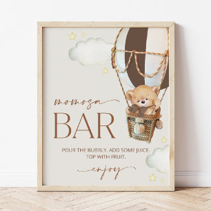 Bear, Brown Balloon, Hot Air Balloon, Momosa Bar Poster