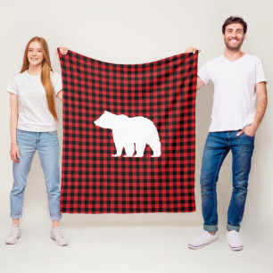 Bear Buffalo Check Mountain Living Fleece Blanket