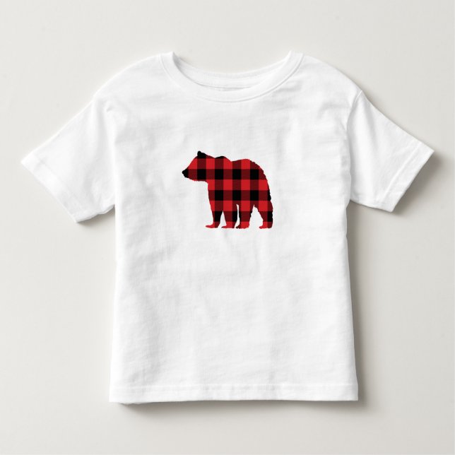Bear Buffalo Check Pattern Silhouette Toddler T-Shirt (Front)