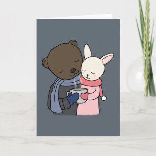Bear & Bunny Greeting Card Bear Bunny Love Art