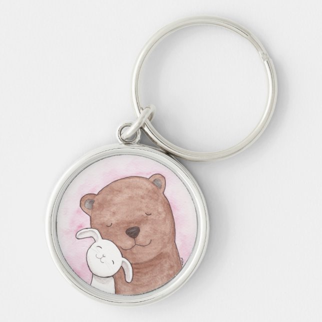 Bear & Bunny Love Key Chain Romantic Gift for Her (Front)