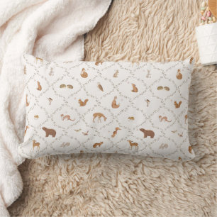 Bear Bunny Rabbit Fox Woodland Animals Forest Kids Lumbar Cushion