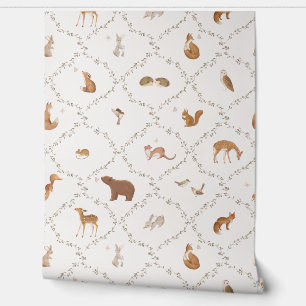 Bear Bunny Rabbit Fox Woodland Animals Forest Kids Wallpaper