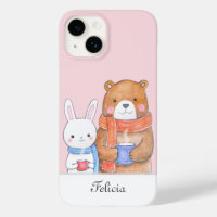 Bear Bunny Warm Drink Cute Personalized with name