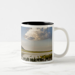 Bear Butte reflects into Bear Butte Lake near Two-Tone Coffee Mug