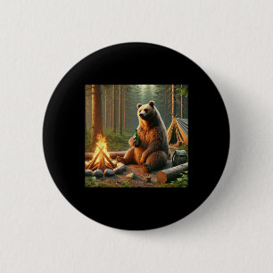 Bear Camping 6 Cm Round Badge
