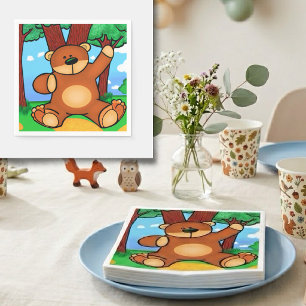 Bear Cardboard Plates in Prairie - Bear in Napkin