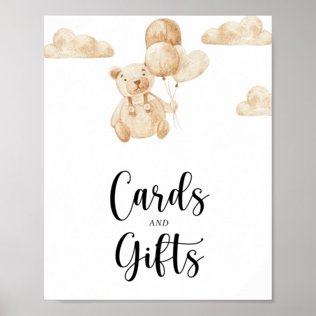 Bear cards and gifts baby shower poster (Front)